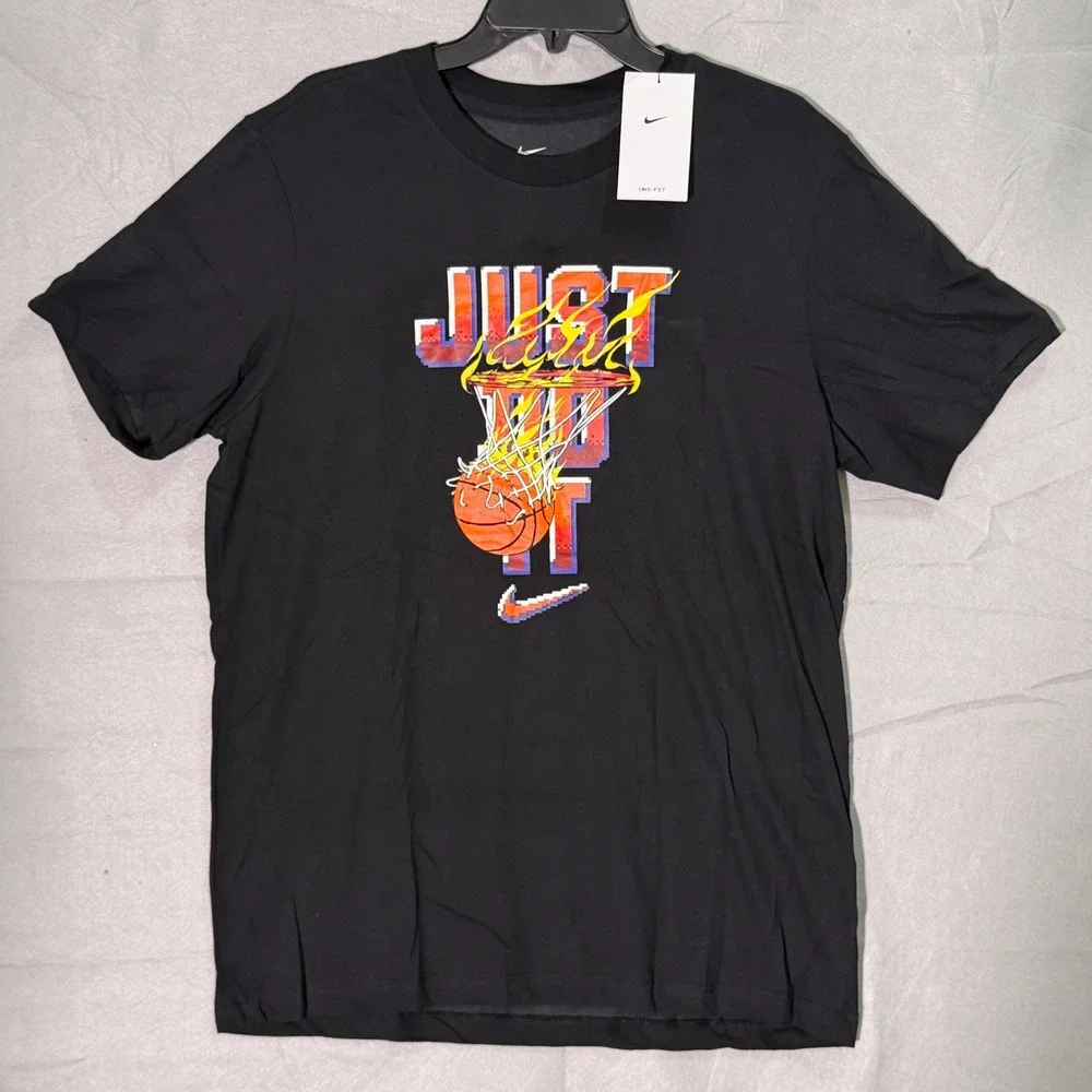 Nike Mens Dri-FIT Basketball Graphic T-Shirt Black DJ1556-010 Size L New